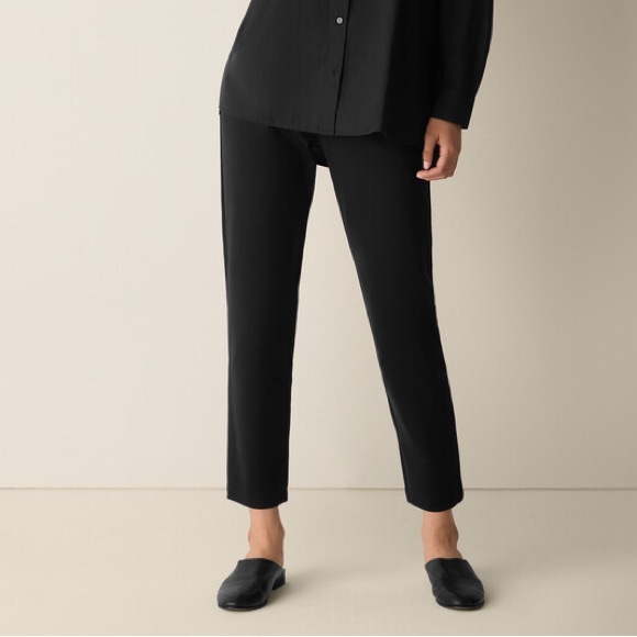 Eileen Fisher Pants - Eileen Fisher Black Stretch Pull-On Ankle Pants | Size M